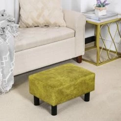 Flash Sale 😀 Adeco Small Foot Stool Ottoman Foot Rest Black/white ❤️ -Adeco Shop Adeco Modern Rectangle Ottoman stool Velvet Fabric Padded Footrest 2