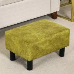 Flash Sale 😀 Adeco Small Foot Stool Ottoman Foot Rest Black/white ❤️ -Adeco Shop Adeco Modern Rectangle Ottoman stool Velvet Fabric Padded Footrest 8