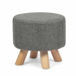 Best Sale 🎉 Adeco Modern Round Ottoman Home Footrest Stool/ Linen Fabric Seat Pouf Grey 🧨 -Adeco Shop Adeco Modern Round Ottoman Home Footrest Stool Linen Fabric Seat Pouf 12