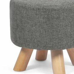 Best Sale 🎉 Adeco Modern Round Ottoman Home Footrest Stool/ Linen Fabric Seat Pouf Grey 🧨 -Adeco Shop Adeco Modern Round Ottoman Home Footrest Stool Linen Fabric Seat Pouf 13