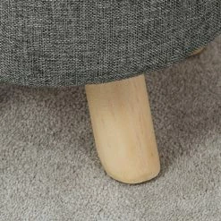 Best Sale 🎉 Adeco Modern Round Ottoman Home Footrest Stool/ Linen Fabric Seat Pouf Grey 🧨 -Adeco Shop Adeco Modern Round Ottoman Home Footrest Stool Linen Fabric Seat Pouf 14