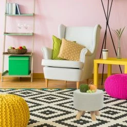 Best Sale 🎉 Adeco Modern Round Ottoman Home Footrest Stool/ Linen Fabric Seat Pouf Grey 🧨 -Adeco Shop Adeco Modern Round Ottoman Home Footrest Stool Linen Fabric Seat Pouf 2