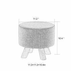 Best Sale 🎉 Adeco Modern Round Ottoman Home Footrest Stool/ Linen Fabric Seat Pouf Grey 🧨 -Adeco Shop Adeco Modern Round Ottoman Home Footrest Stool Linen Fabric Seat Pouf 6