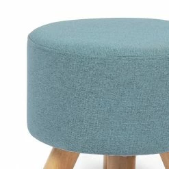 Best Sale 🎉 Adeco Modern Round Ottoman Home Footrest Stool/ Linen Fabric Seat Pouf Grey 🧨 -Adeco Shop Adeco Modern Round Ottoman Home Footrest Stool Linen Fabric Seat Pouf 8