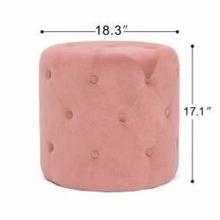 Deals 😉 Adeco Modern Round Velvet Ottoman Footrest Stool Make-up Vanity Pouf 👍 -Adeco Shop Adeco Modern Round Velvet Ottoman Footrest Stool Make up Vanity Pouf 2