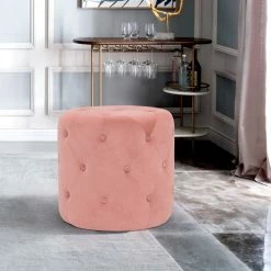 Deals 😉 Adeco Modern Round Velvet Ottoman Footrest Stool Make-up Vanity Pouf 👍 -Adeco Shop Adeco Modern Round Velvet Ottoman Footrest Stool Make up Vanity Pouf 6