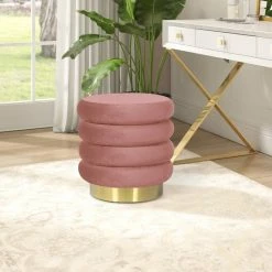 Flash Sale 😀 Adeco Modern Round Velvet Ottoman Upholstered Footrest Makeup Stool Grey 🛒 -Adeco Shop Adeco Modern Round Velvet Ottoman Upholstered Footrest Makeup Stool 11