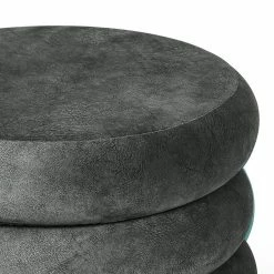 Flash Sale 😀 Adeco Modern Round Velvet Ottoman Upholstered Footrest Makeup Stool Grey 🛒 -Adeco Shop Adeco Modern Round Velvet Ottoman Upholstered Footrest Makeup Stool 9