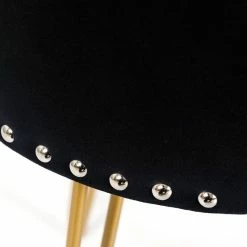 Buy 👍 Adeco Modern Round Velvet Ottoman Vanity Footstool Golden Metal Legs 👏 -Adeco Shop Adeco Modern Round Velvet Ottoman Vanity Footstool Golden Metal Legs 6