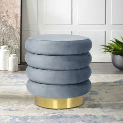 Top 10 🌟 Adeco Modern Round Velvet Storage Ottoman With Gold Plating Base 🎉