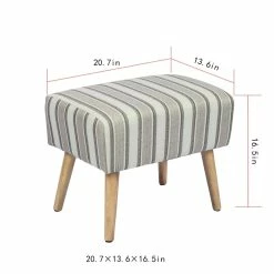 Brand new 🔔 Adeco Modern Simple Nordic Stripes Ottoman Stool Seat, 21x14x16.5, Gray Stripes 👏 -Adeco Shop Adeco Modern Simple Nordic Stripes Ottoman Stool Seat2C 21x14x16.52C Gray Stripes 2