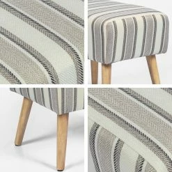 Brand new 🔔 Adeco Modern Simple Nordic Stripes Ottoman Stool Seat, 21x14x16.5, Gray Stripes 👏 -Adeco Shop Adeco Modern Simple Nordic Stripes Ottoman Stool Seat2C 21x14x16.52C Gray Stripes 5