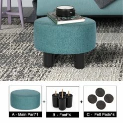 Buy 😀 Adeco Modern Small Round Seat Fabric Ottoman Footrest Footstool Room 💯 -Adeco Shop Adeco Modern Small Round Seat Fabric Ottoman Footrest Footstool Room 4