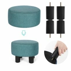 Buy 😀 Adeco Modern Small Round Seat Fabric Ottoman Footrest Footstool Room 💯 -Adeco Shop Adeco Modern Small Round Seat Fabric Ottoman Footrest Footstool Room 7