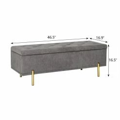 Buy ❤️ Adeco Modern Storage Ottoman Bench Soft Faric Cushion Assemble Required 🎁 -Adeco Shop Adeco Modern Storage Ottoman Bench Soft Faric Cushion Assemble Required 3