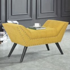 Brand new 😍 Adeco Modern Upholstered Fabric Ottoman Contemporary Accent Bed Bench 🛒 -Adeco Shop Adeco Modern Upholstered Fabric Ottoman Contemporary Accent Bed Bench 2