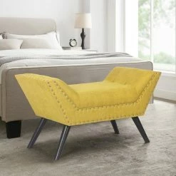 Brand new 😍 Adeco Modern Upholstered Fabric Ottoman Contemporary Accent Bed Bench 🛒