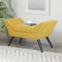 Brand new 😍 Adeco Modern Upholstered Fabric Ottoman Contemporary Accent Bed Bench 🛒 -Adeco Shop Adeco Modern Upholstered Fabric Ottoman Contemporary Accent Bed Bench 3