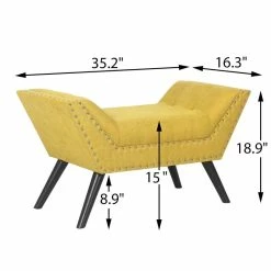 Brand new 😍 Adeco Modern Upholstered Fabric Ottoman Contemporary Accent Bed Bench 🛒 -Adeco Shop Adeco Modern Upholstered Fabric Ottoman Contemporary Accent Bed Bench 4