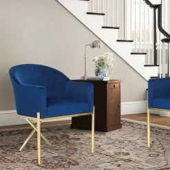 Buy 👏 Adeco Modern Velvet Upholstered Accent Chair Metal Base Thickly Padded ✔️ -Adeco Shop Adeco Modern Velvet Upholstered Accent Chair Metal Base Thickly Padded 2