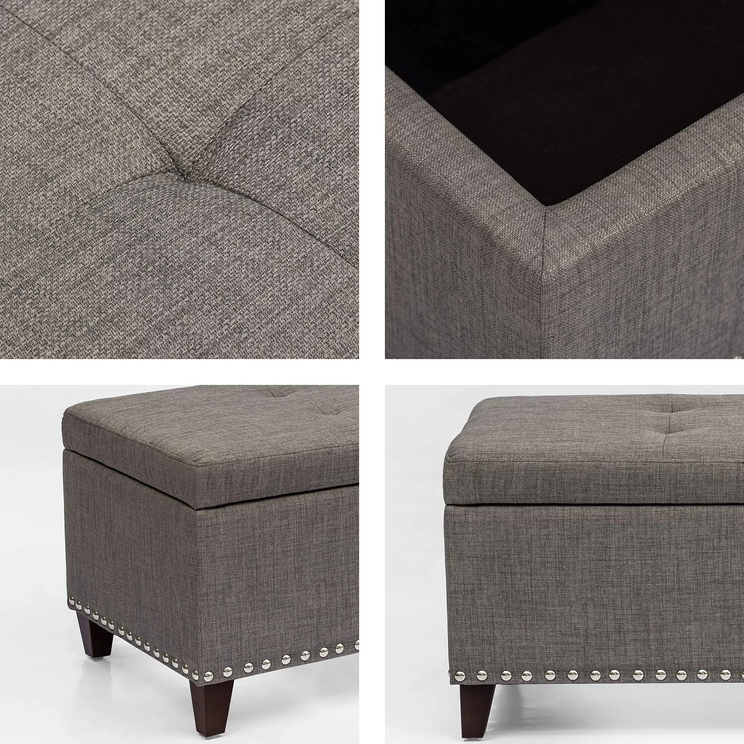 Top 10 ๐งจ Adeco Bench Classic Rectangular- Storage Ottomans, Gray ๐ 6 Top 10 ๐งจ Adeco Bench Classic Rectangular- Storage Ottomans, Gray ๐ - Image 4
