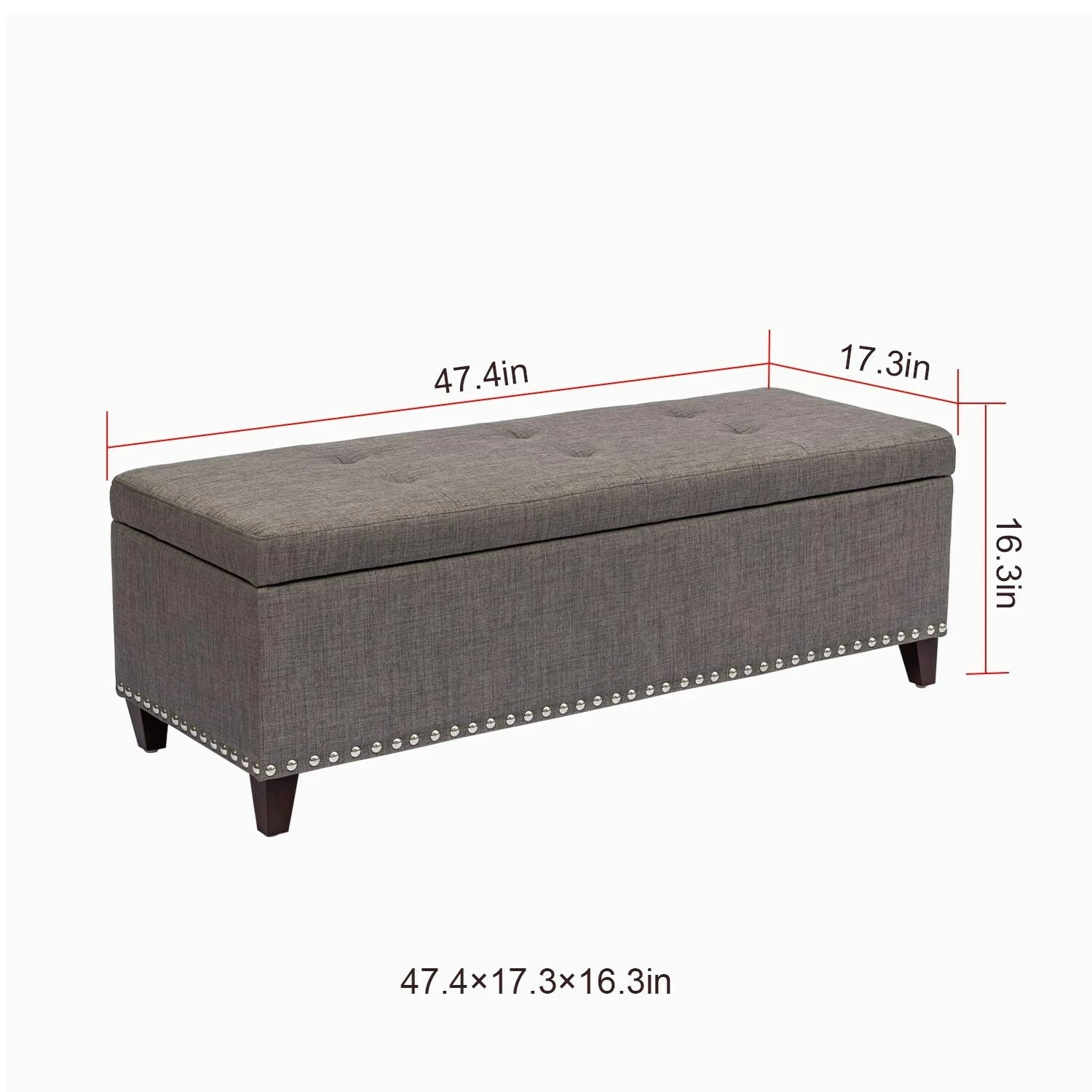 Top 10 ๐งจ Adeco Bench Classic Rectangular- Storage Ottomans, Gray ๐ 7 Top 10 ๐งจ Adeco Bench Classic Rectangular- Storage Ottomans, Gray ๐ - Image 5