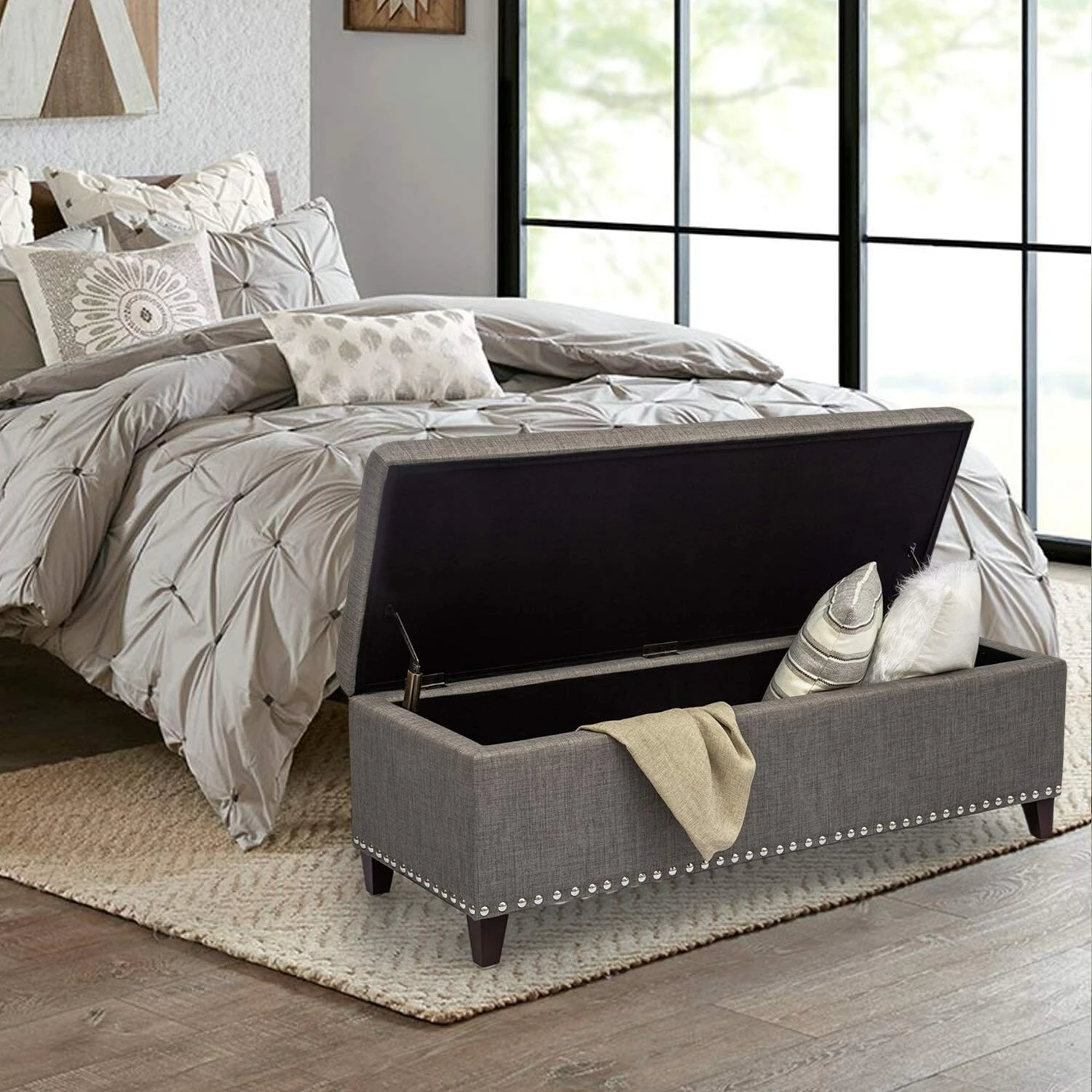 Top 10 ๐งจ Adeco Bench Classic Rectangular- Storage Ottomans, Gray ๐ 3 Top 10 ๐งจ Adeco Bench Classic Rectangular- Storage Ottomans, Gray ๐