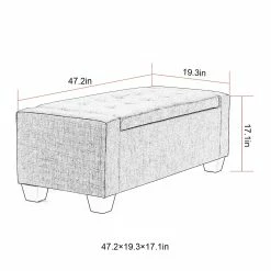 Best Sale 👍 Adeco Ottoman Bench With Storage 48 Inches Long (Beige) 👍 -Adeco Shop Adeco Ottoman Bench with Storage Rectangular Couch Sofa 48 Inches Long 28Beige29 1
