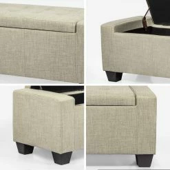 Best Sale 👍 Adeco Ottoman Bench With Storage 48 Inches Long (Beige) 👍 -Adeco Shop Adeco Ottoman Bench with Storage Rectangular Couch Sofa 48 Inches Long 28Beige29
