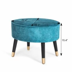 Hot Sale 🔔 Adeco Ottoman Foot Stool Rest Oval Home Vanity Bench 🌟 -Adeco Shop Adeco Ottoman Foot Stool Rest Oval Home Vanity Bench 2