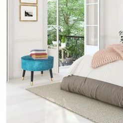 Hot Sale 🔔 Adeco Ottoman Foot Stool Rest Oval Home Vanity Bench 🌟 -Adeco Shop Adeco Ottoman Foot Stool Rest Oval Home Vanity Bench 8