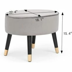Wholesale 🔥 Adeco Ottoman Foot Stool Rest Velvet Oval Vanity Stool Bench Wood Legs 🛒 -Adeco Shop Adeco Ottoman Foot Stool Rest Velvet Oval Vanity Stool Bench Wood Legs 2