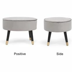 Wholesale 🔥 Adeco Ottoman Foot Stool Rest Velvet Oval Vanity Stool Bench Wood Legs 🛒 -Adeco Shop Adeco Ottoman Foot Stool Rest Velvet Oval Vanity Stool Bench Wood Legs 4