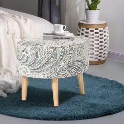 Flash Sale 😉 Adeco Ottoman Footstool - Modern Mid-Century - Ottoman Stool Seat ⭐ -Adeco Shop Adeco Ottoman Footstool Modern Mid Century Ottoman Stool Seat 2