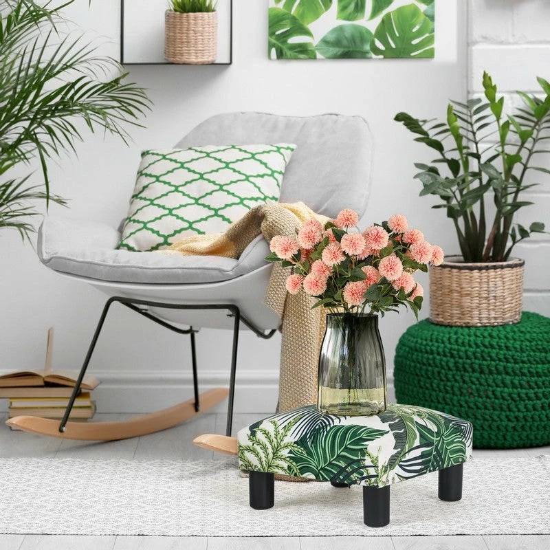 Best Sale 🤩 Adeco Ottoman Footstool- Soft Fabric And Waterproof Faux Leather Green 🛒 4 Best Sale 🤩 Adeco Ottoman Footstool- Soft Fabric And Waterproof Faux Leather Green 🛒 - Image 2