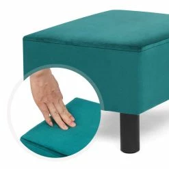Top 10 🔔 Adeco Ottoman Foot Stool Velvet Fabric Padded Footrest 💯 -Adeco Shop Adeco Ottoman Footstool Velvet Fabric Padded Footrest Solid Wood Legs 3