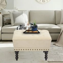 Coupon 😀 Adeco Ottoman Footstool With Nailhead 17 Inches High (Ice Cream) ✔️ -Adeco Shop Adeco Ottoman Footstool with Nailhead 17 Inches High 28Ice Cream29 2