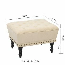 Coupon 😀 Adeco Ottoman Footstool With Nailhead 17 Inches High (Ice Cream) ✔️ -Adeco Shop Adeco Ottoman Footstool with Nailhead 17 Inches High 28Ice Cream29 3