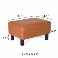 Deals 🧨 Adeco Ottoman Foot Stool Faux Leather Padded Foot Rest 🌟 -Adeco Shop Adeco Ottoman Footstool2C Modern Rectangle Faux Leather Padded Footrest 3