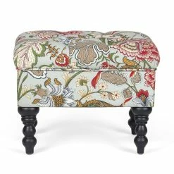 Deals 💯 Adeco Ottoman Stool Tufted Foot Rest Fabric Floral Vanity Stool 🧨 -Adeco Shop Adeco Ottoman Stool Tufted Foot Rest Fabric Floral Vanity Stool 2