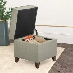 Wholesale 🔔 Adeco Ottoman Storage Chest Footrest - Square Seat (Light Grey) ⌛ -Adeco Shop Adeco Ottoman Storage Chest Footrest Square Seat 28Light Grey29 2