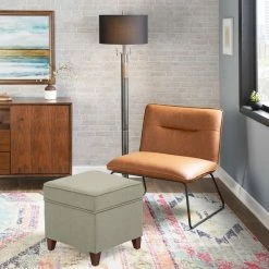 Wholesale 🔔 Adeco Ottoman Storage Chest Footrest - Square Seat (Light Grey) ⌛ -Adeco Shop Adeco Ottoman Storage Chest Footrest Square Seat 28Light Grey29 4