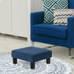 Cheapest 🔔 Adeco Ottoman Upholstered Fabric Footrest Pet Steps 🐶 Dog Stair Stool,Footstool / Footrest - Geometric Art Navy Blue ❤️ -Adeco Shop Adeco Ottoman Upholstered Fabric Footrest Pet Steps Dog Stair Stool2CFootstool Footrest Geometric Art 1