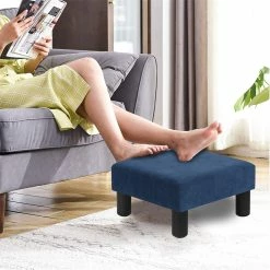 Cheapest 🔔 Adeco Ottoman Upholstered Fabric Footrest Pet Steps 🐶 Dog Stair Stool,Footstool / Footrest - Geometric Art Navy Blue ❤️ -Adeco Shop Adeco Ottoman Upholstered Fabric Footrest Pet Steps Dog Stair Stool2CFootstool Footrest Geometric Art 2