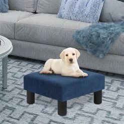 Cheapest 🔔 Adeco Ottoman Upholstered Fabric Footrest Pet Steps 🐶 Dog Stair Stool,Footstool / Footrest - Geometric Art Navy Blue ❤️ -Adeco Shop Adeco Ottoman Upholstered Fabric Footrest Pet Steps Dog Stair Stool2CFootstool Footrest Geometric Art 3