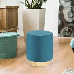 Top 10 🧨 Adeco Ottoman Velvet Footrest Stool Side Table Gold Plating Metal Base White/green 🛒 -Adeco Shop Adeco Ottoman Velvet Footrest Stool Side Table Gold Plating Metal Base 2