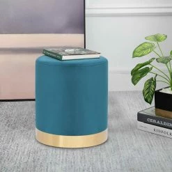 Top 10 ๐งจ Adeco Ottoman Velvet Footrest Stool Side Table Gold Plating Metal Base White/green ๐