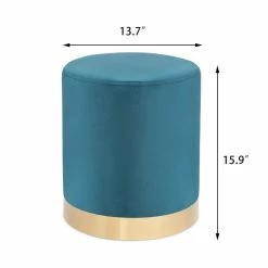 Top 10 🧨 Adeco Ottoman Velvet Footrest Stool Side Table Gold Plating Metal Base White/green 🛒 -Adeco Shop Adeco Ottoman Velvet Footrest Stool Side Table Gold Plating Metal Base 5