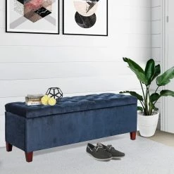 Wholesale 🥰 Adeco Ottoman With Storage Button Tufted DIY Assemble Bench Bedroom Grey 👏