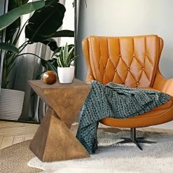 Flash Sale 😉 Adeco Outdoor Indoor Concrete Side Table Modern Accent End Table 👍 -Adeco Shop Adeco Outdoor Indoor Concrete Side Table2C Modern Accent End Table 2